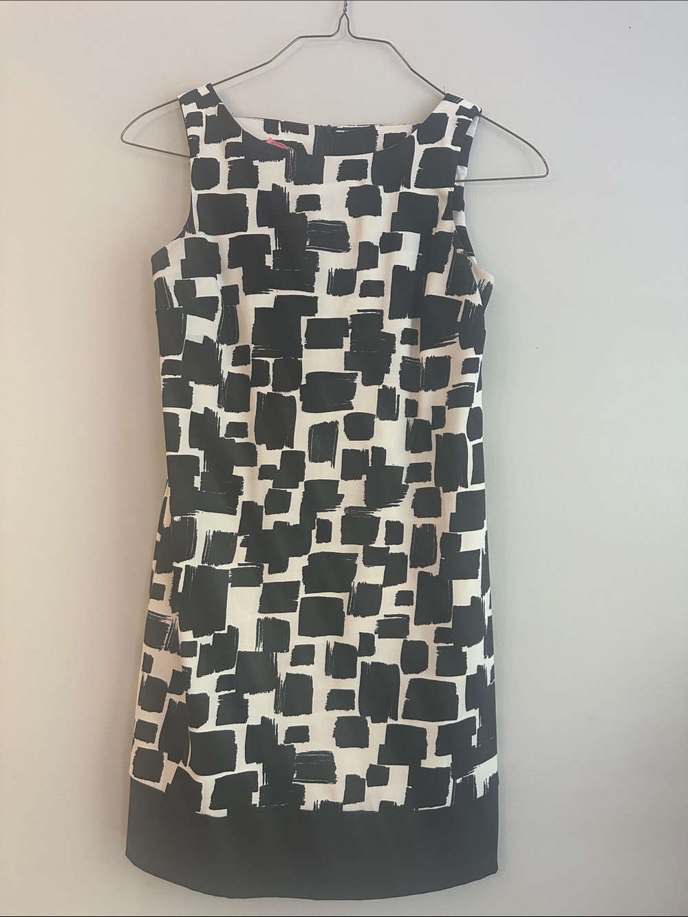 AB Studio Black & White Abstract Block Print Midi Dress